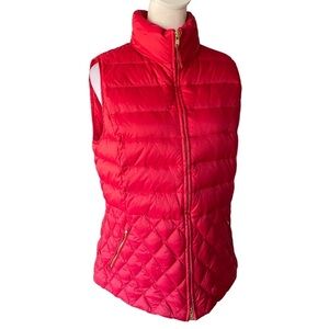 Talbots Cranberry Red Quilted Duck Down Puffer Vest Size Medium